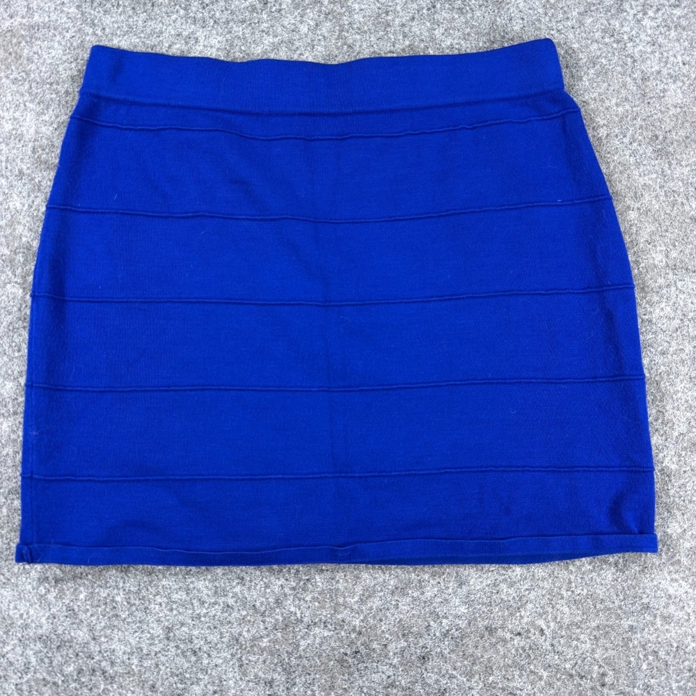 Xhilaration Mini Skirt Womens L Royal‎ Blue Textured Bandage Bodycon Stretch